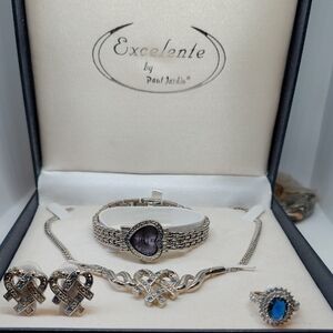 Paul Jardin Excelente Silver Tone Watch And Jewelry Set